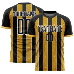Black Custom Sports Uniform Line Gold-White Jersey Soccer Pinstripe Sublimation
