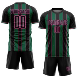 Uniform Green-Pink Kelly Custom Pinstripe Black Sports Line Soccer Jersey Sublimation