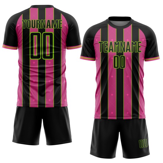 Sublimation Jersey Custom Line Black Pinstripe Sports Soccer Green Pink-Neon Uniform Sublimation Jersey Custom Line Black Pinstripe Sports Soccer Green Pink-Neon Uniform