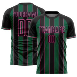 Uniform Green-Pink Kelly Custom Pinstripe Black Sports Line Soccer Jersey Sublimation