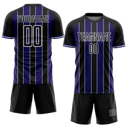 Line Purple-White Uniform Dark Sports Black Custom Jersey Pinstripe Sublimation Soccer
