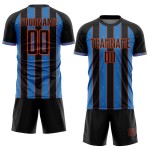 Blue-Orange Black Jersey Pinstripe Soccer Custom Uniform Sports Line Powder Sublimation