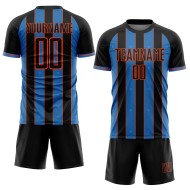 Blue-Orange Black Jersey Pinstripe Soccer Custom Uniform Sports Line Powder Sublimation