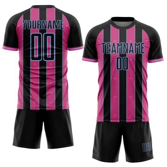 Black Line Pinstripe Jersey Pink-Light Sports Sublimation Custom Uniform Blue Soccer