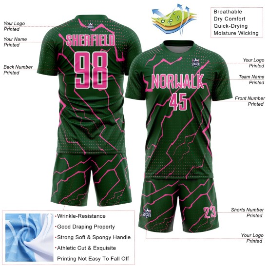 Pink-White Uniform Custom Lightning Jersey Sports Green Soccer Sublimation