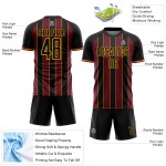 Soccer Line Sublimation Crimson-Gold Sports Uniform Pinstripe Jersey Black Custom
