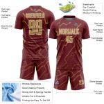 Sublimation Sports Lightning Burgundy Uniform Old Gold-White Custom Jersey Soccer Sublimation Sports Lightning Burgundy Uniform Old Gold-White Custom Jersey Soccer