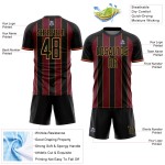 Black Jersey Custom Uniform Soccer Gold Crimson-Old Sublimation Sports Line Pinstripe Black Jersey Custom Uniform Soccer Gold Crimson-Old Sublimation Sports Line Pinstripe