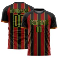 Jersey Sublimation Custom Sports Soccer Uniform Green Black Pinstripe Line Red-Neon