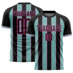 Sports Custom Ice Soccer Uniform Line Sublimation Jersey Pinstripe Blue-Pink Black