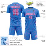 Pink-White Uniform Custom Sports Blue Jersey Lightning Powder Soccer Sublimation
