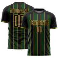 Green-Gold Uniform Custom Jersey Soccer Line Sublimation Black Pinstripe Sports