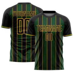 Green-Gold Uniform Custom Jersey Soccer Line Sublimation Black Pinstripe Sports