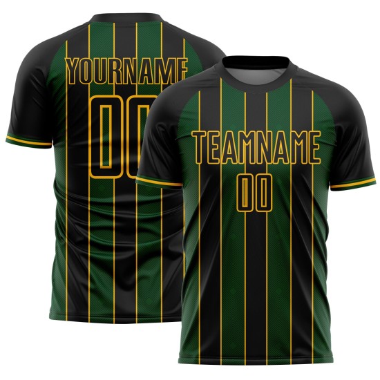 Green-Gold Uniform Custom Jersey Soccer Line Sublimation Black Pinstripe Sports