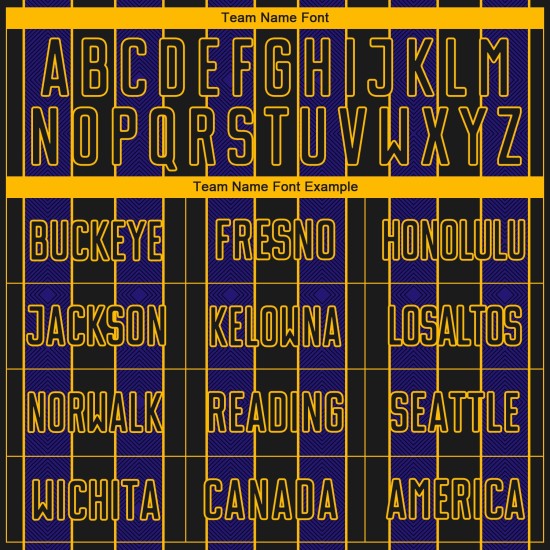 Purple-Gold Black Custom Line Sports Uniform Jersey Sublimation Dark Pinstripe Soccer