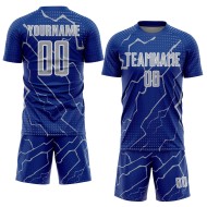 Gray-White Sublimation Royal Sports Jersey Soccer Lightning Custom Uniform