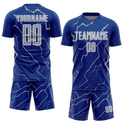 Gray-White Sublimation Royal Sports Jersey Soccer Lightning Custom Uniform