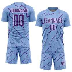 Lightning Purple-White Uniform Blue Custom Soccer Light Sports Jersey Sublimation