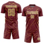 Sublimation Sports Lightning Burgundy Uniform Old Gold-White Custom Jersey Soccer Sublimation Sports Lightning Burgundy Uniform Old Gold-White Custom Jersey Soccer