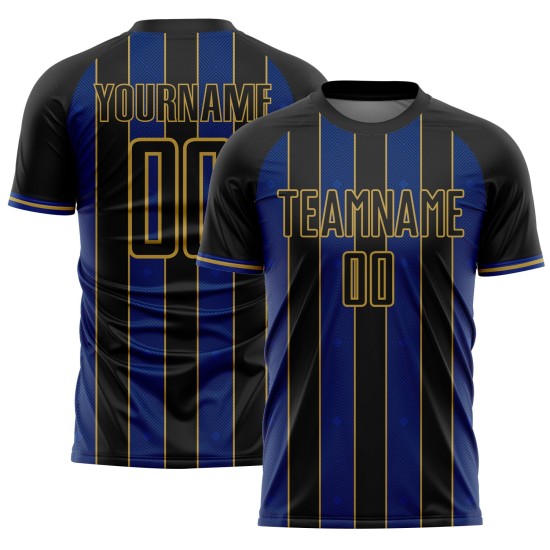 Pinstripe Black Line Jersey Sublimation Royal-Old Uniform Soccer Gold Sports Custom Pinstripe Black Line Jersey Sublimation Royal-Old Uniform Soccer Gold Sports Custom