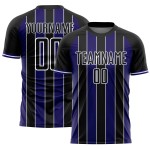 Line Purple-White Uniform Dark Sports Black Custom Jersey Pinstripe Sublimation Soccer