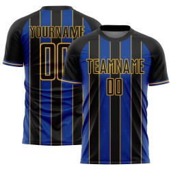 Jersey Uniform Line Blue-Gold Pinstripe Black Soccer Sublimation Custom Thunder Sports