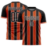 Sublimation Orange-White Jersey Soccer Black Custom Line Pinstripe Uniform Sports