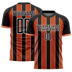 Sublimation Orange-White Jersey Soccer Black Custom Line Pinstripe Uniform Sports