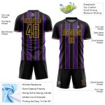 Soccer Line Pinstripe Jersey Sublimation Uniform Sports Custom Purple-Gold Black Soccer Line Pinstripe Jersey Sublimation Uniform Sports Custom Purple-Gold Black