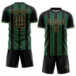 Sports Black Kelly Custom Pinstripe Sublimation Soccer Jersey Gold Uniform Green-Old Line