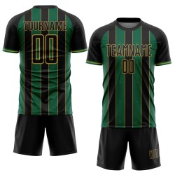 Sports Black Kelly Custom Pinstripe Sublimation Soccer Jersey Gold Uniform Green-Old Line