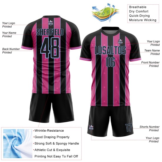 Black Line Pinstripe Jersey Pink-Light Sports Sublimation Custom Uniform Blue Soccer