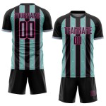 Sports Custom Ice Soccer Uniform Line Sublimation Jersey Pinstripe Blue-Pink Black
