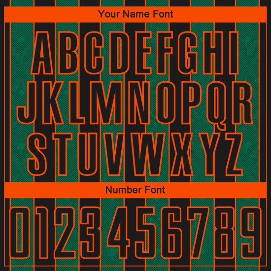 Kelly Custom Soccer Green-Orange Uniform Pinstripe Sports Black Sublimation Line Jersey