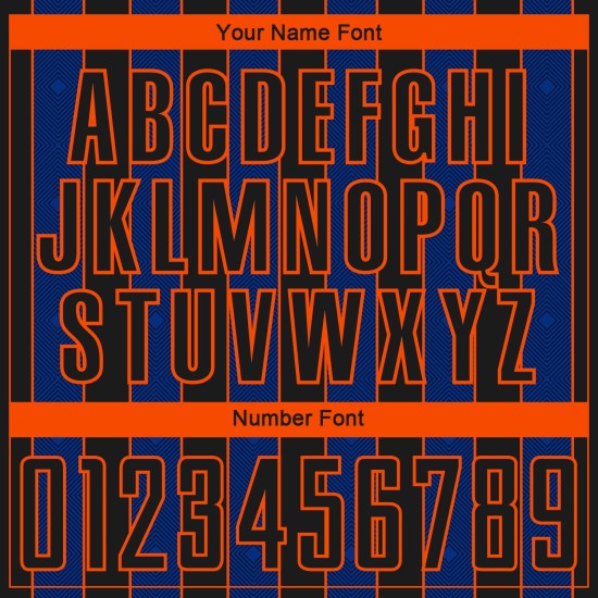 Line Soccer Custom Jersey Sports Sublimation Black Uniform Royal-Orange Pinstripe Line Soccer Custom Jersey Sports Sublimation Black Uniform Royal-Orange Pinstripe