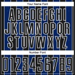 Sports Soccer Pinstripe Line Custom Sublimation Uniform Black Royal-White Jersey Sports Soccer Pinstripe Line Custom Sublimation Uniform Black Royal-White Jersey