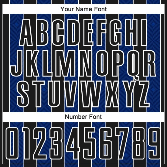 Sports Soccer Pinstripe Line Custom Sublimation Uniform Black Royal-White Jersey Sports Soccer Pinstripe Line Custom Sublimation Uniform Black Royal-White Jersey