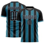 Sports Custom Black Jersey Line Pinstripe Panther Blue-Gray Sublimation Uniform Soccer